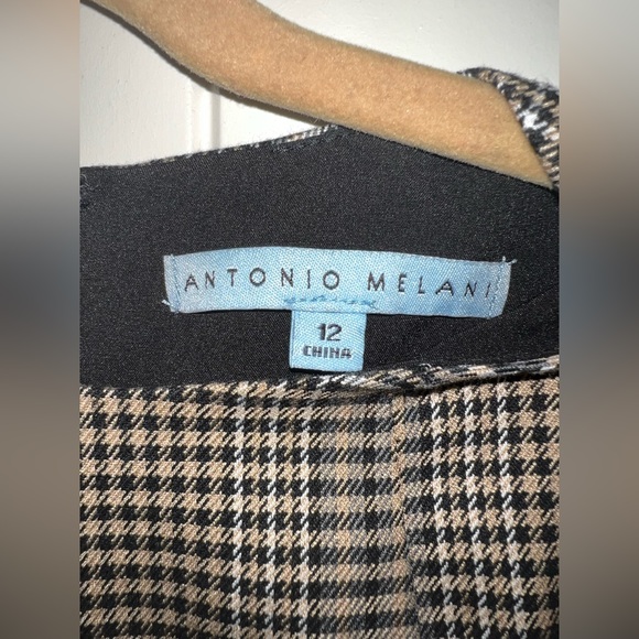 Size 12 Antonio Melani Plaid Fluted Sheath Midi Dress - Picture 5 of 8